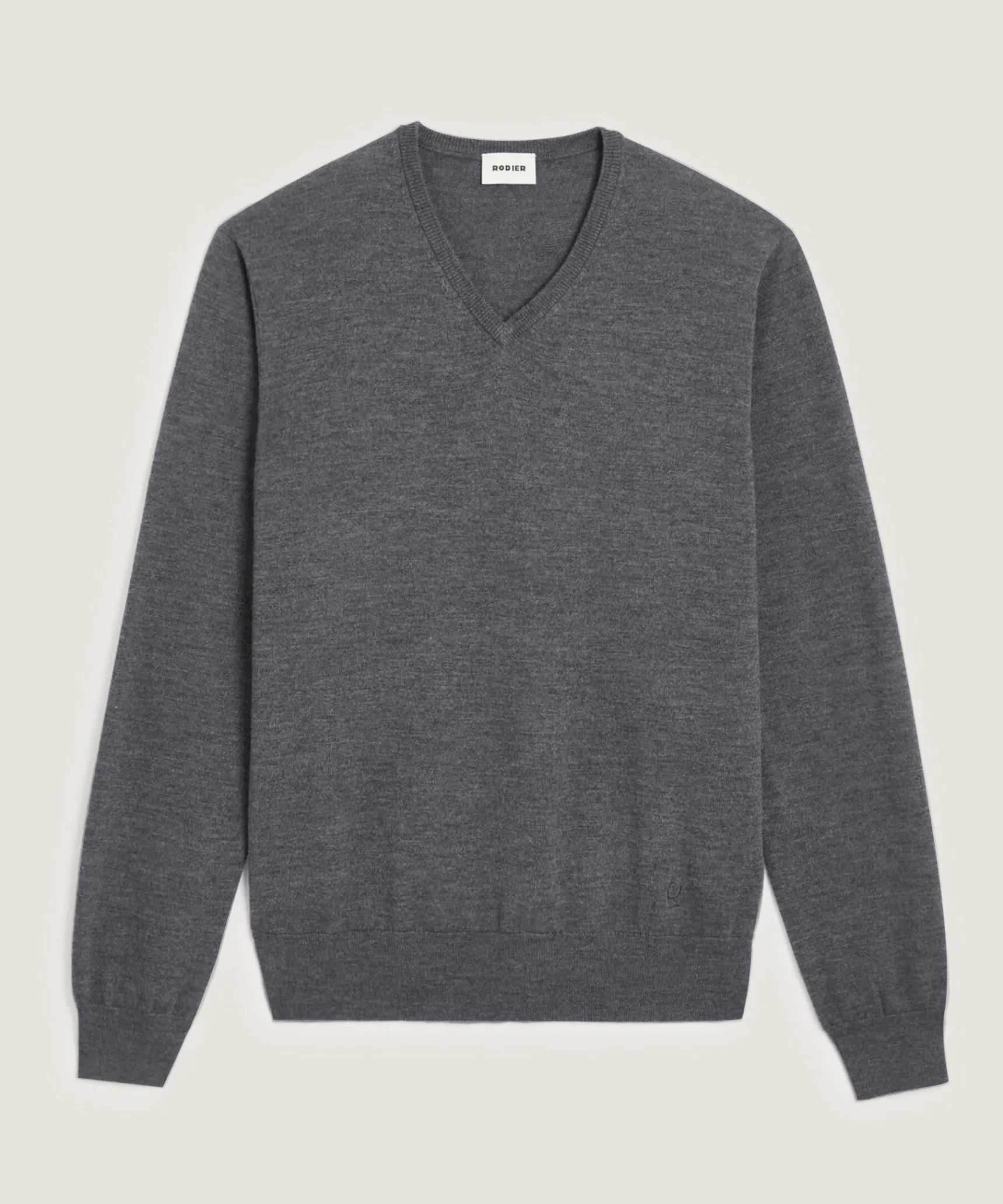Outlet Rodier Pull col V en laine mérinos gris foncé