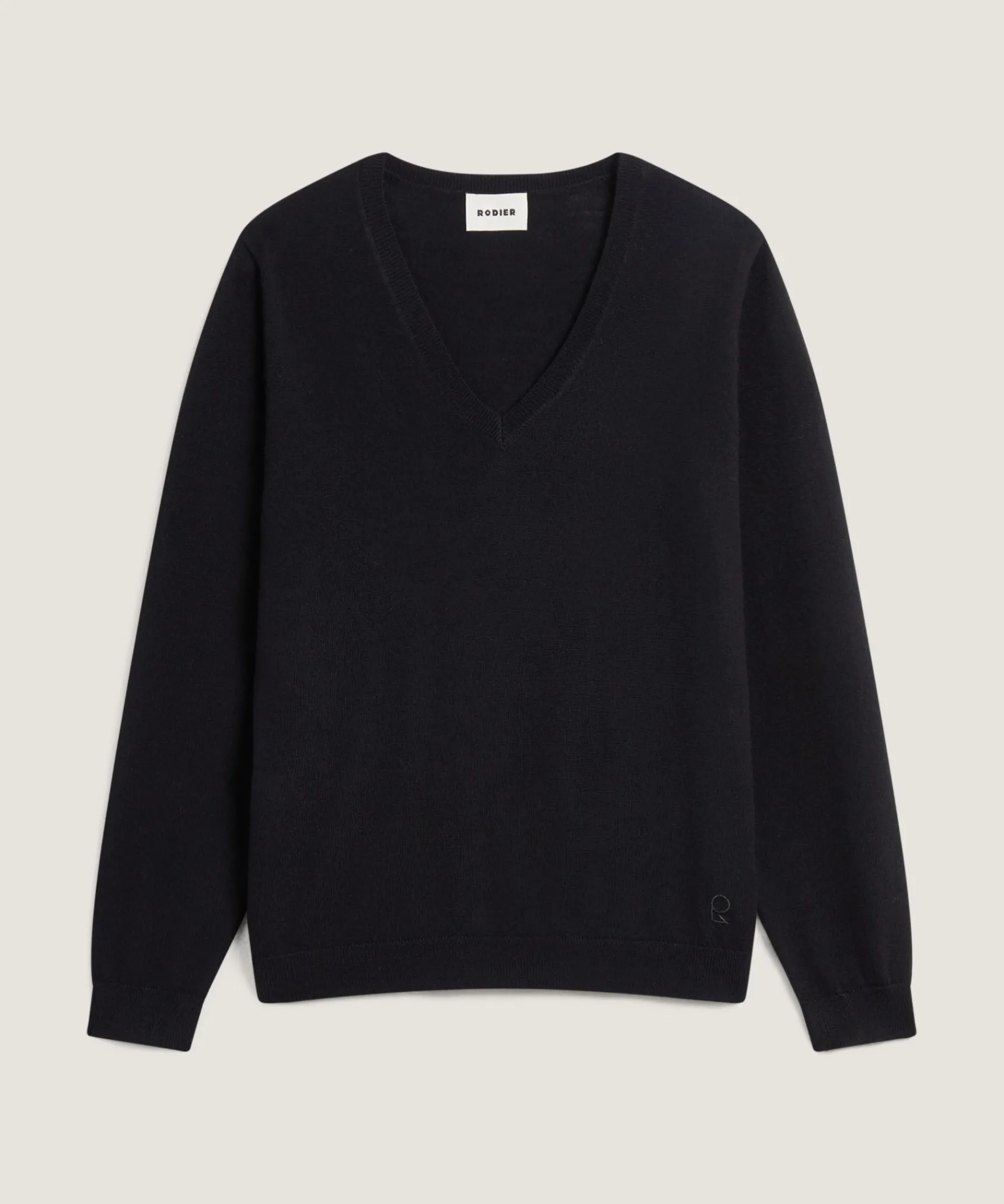 Sale Rodier Pull col V en laine mérinos noir