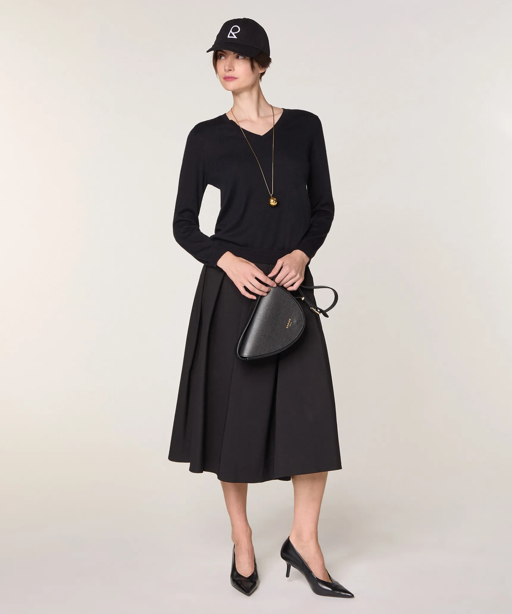 Sale Rodier Pull col V en laine mérinos noir