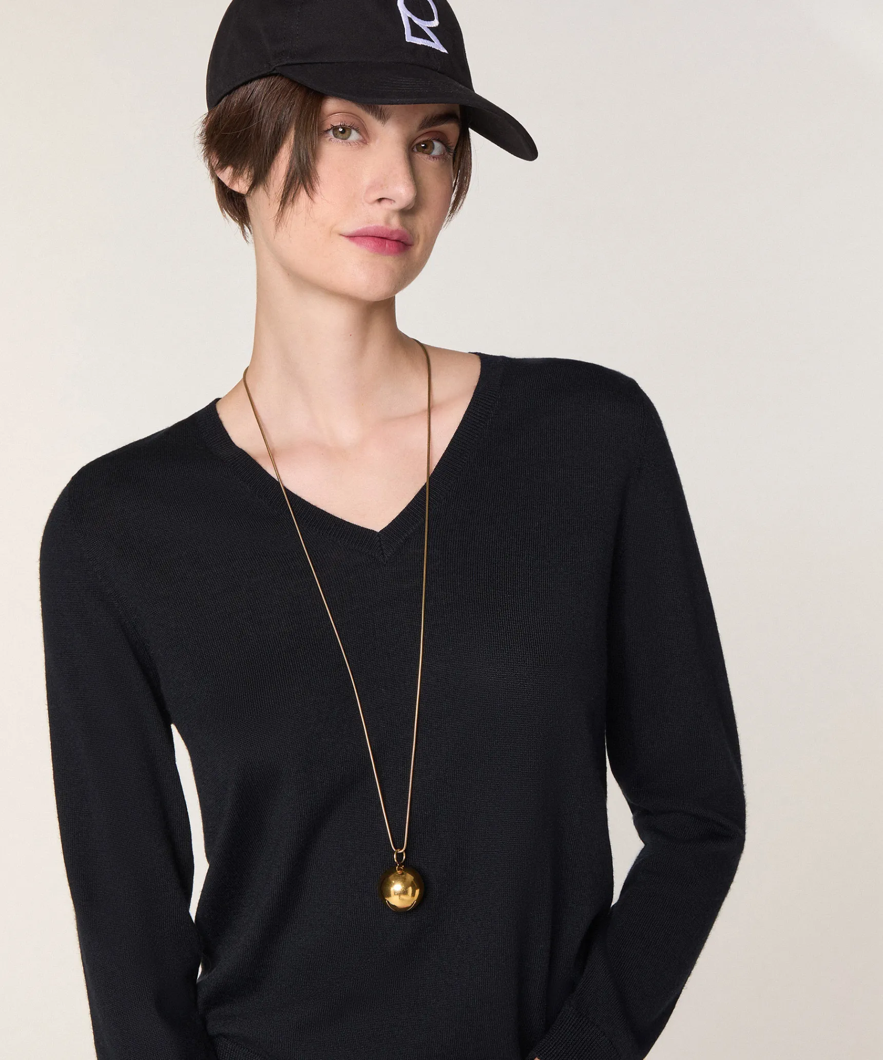 Sale Rodier Pull col V en laine mérinos noir