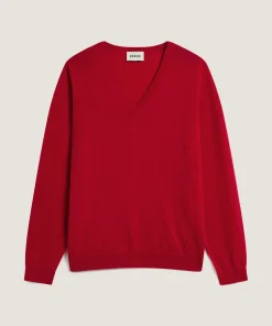 New Rodier Pull col V en laine mérinos rouge