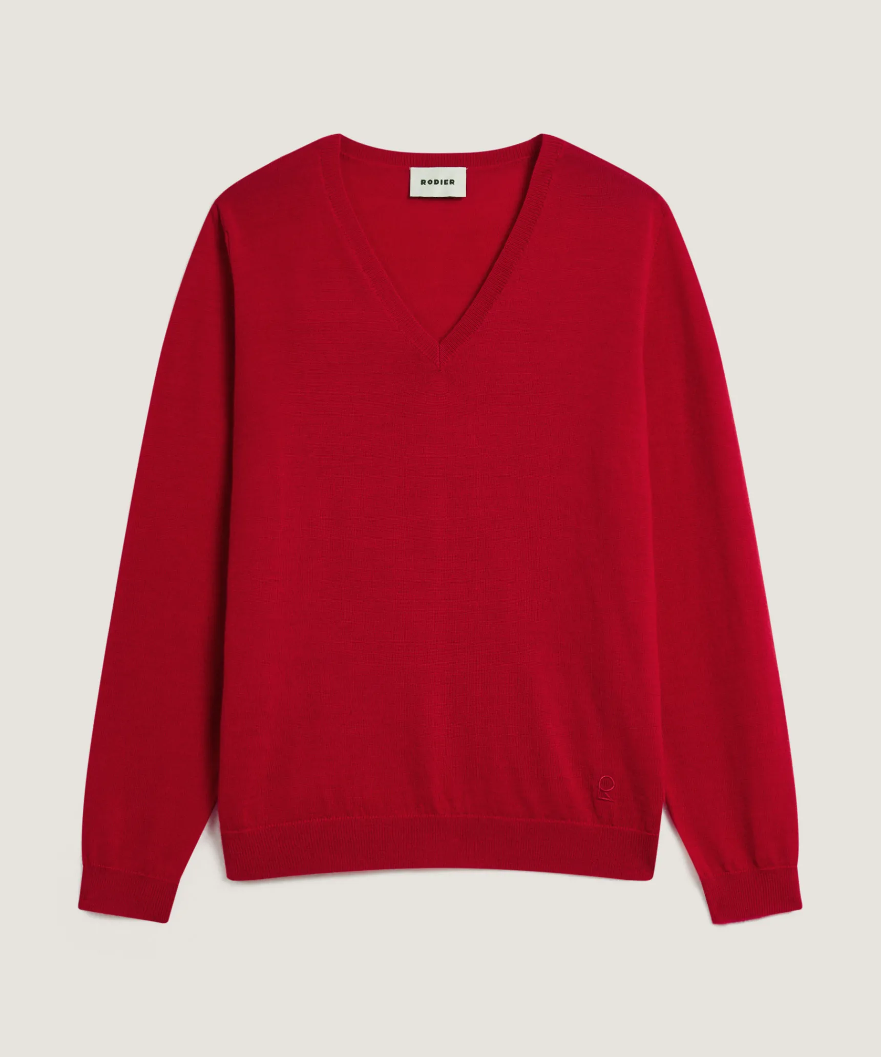 New Rodier Pull col V en laine mérinos rouge