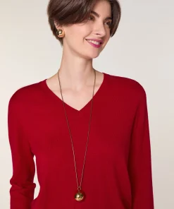 New Rodier Pull col V en laine mérinos rouge