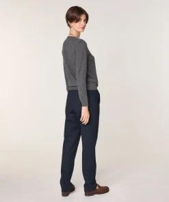 Clearance Rodier Pull col V en laine mérinos gris foncé