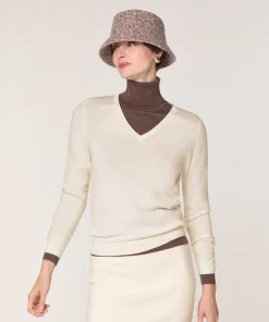 Discount Rodier Pull col V en laine mérinos blanc écru