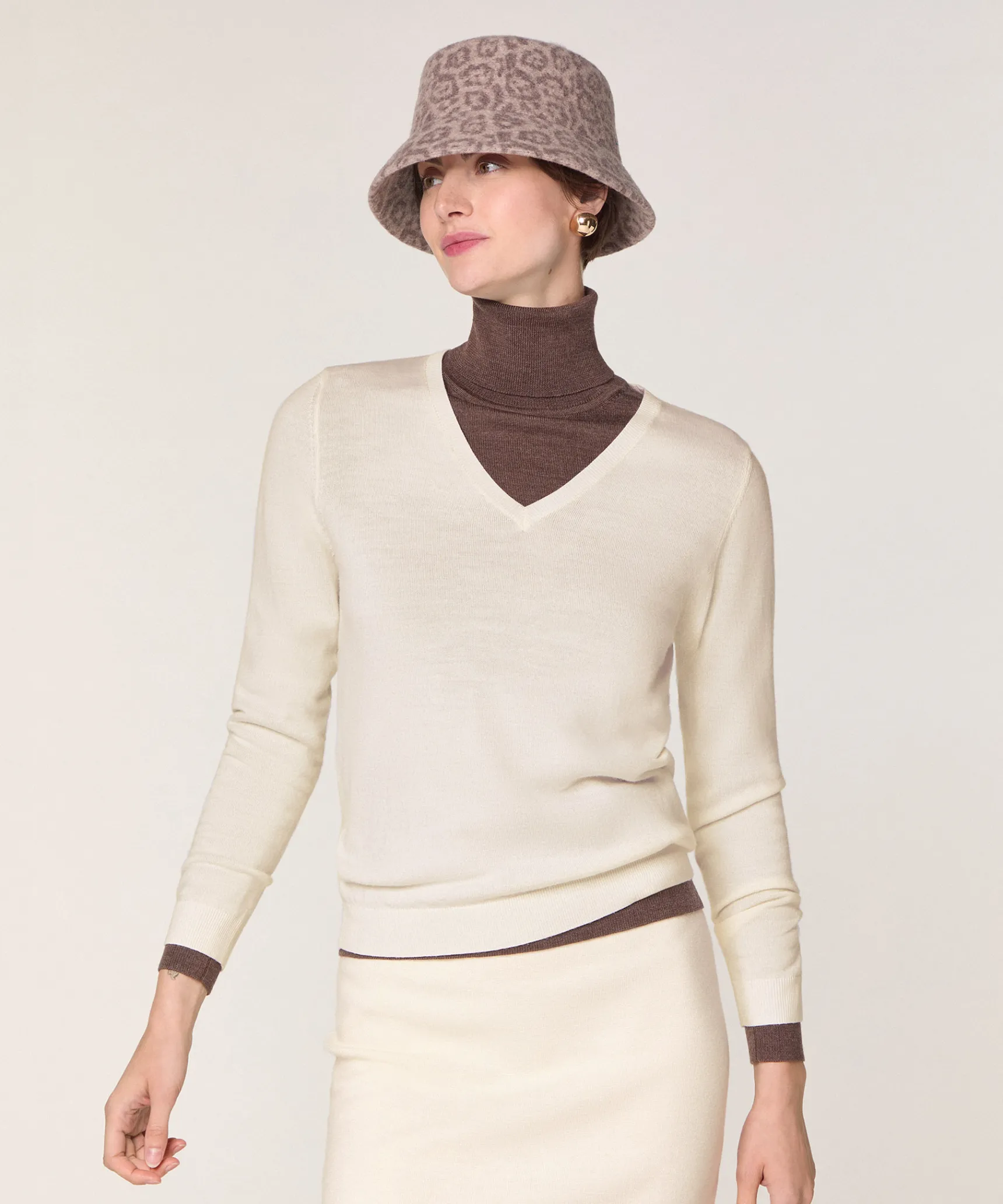 Discount Rodier Pull col V en laine mérinos blanc écru