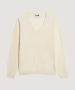 Discount Rodier Pull col V en laine mérinos blanc écru