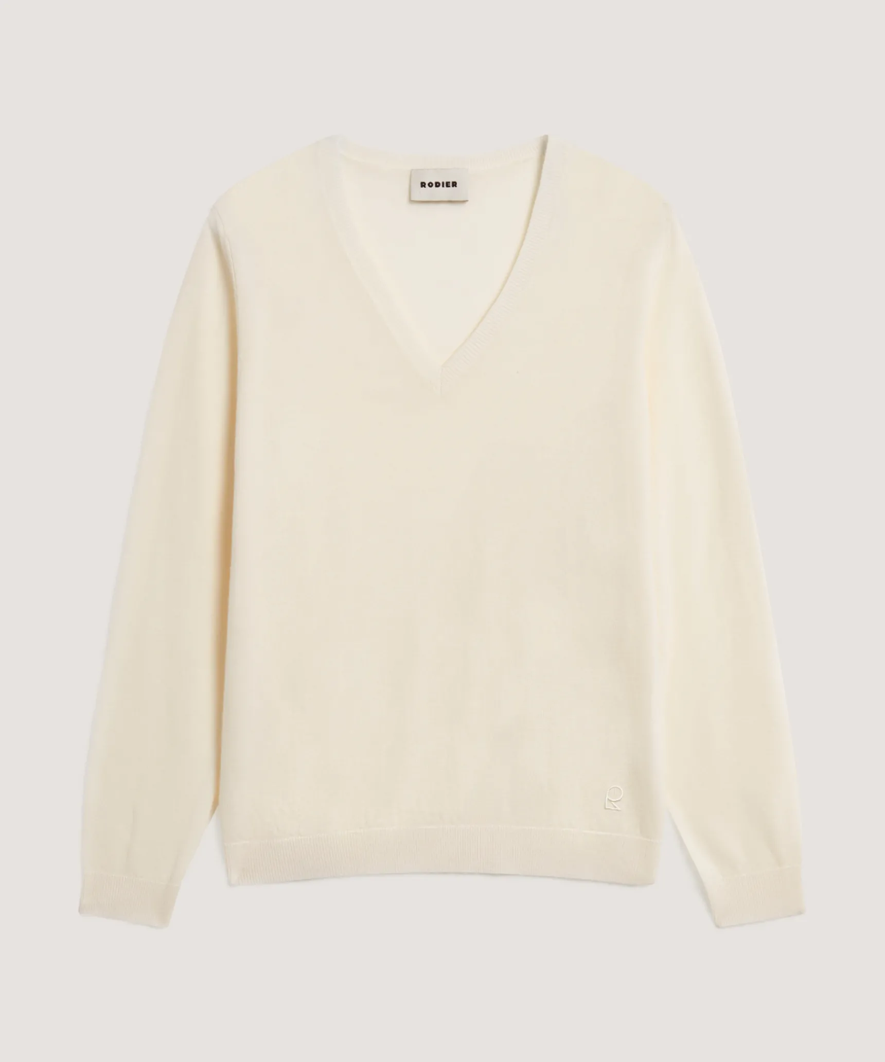 Discount Rodier Pull col V en laine mérinos blanc écru