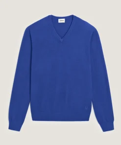 Best Rodier Pull col V en laine mérinos bleu azur