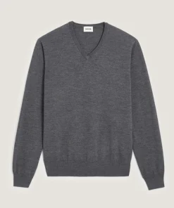 Discount Rodier Pull col V en laine mérinos gris foncé