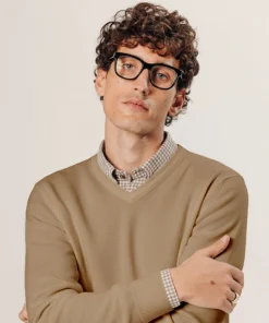Clearance Rodier Pull col V en laine mérinos beige foncé