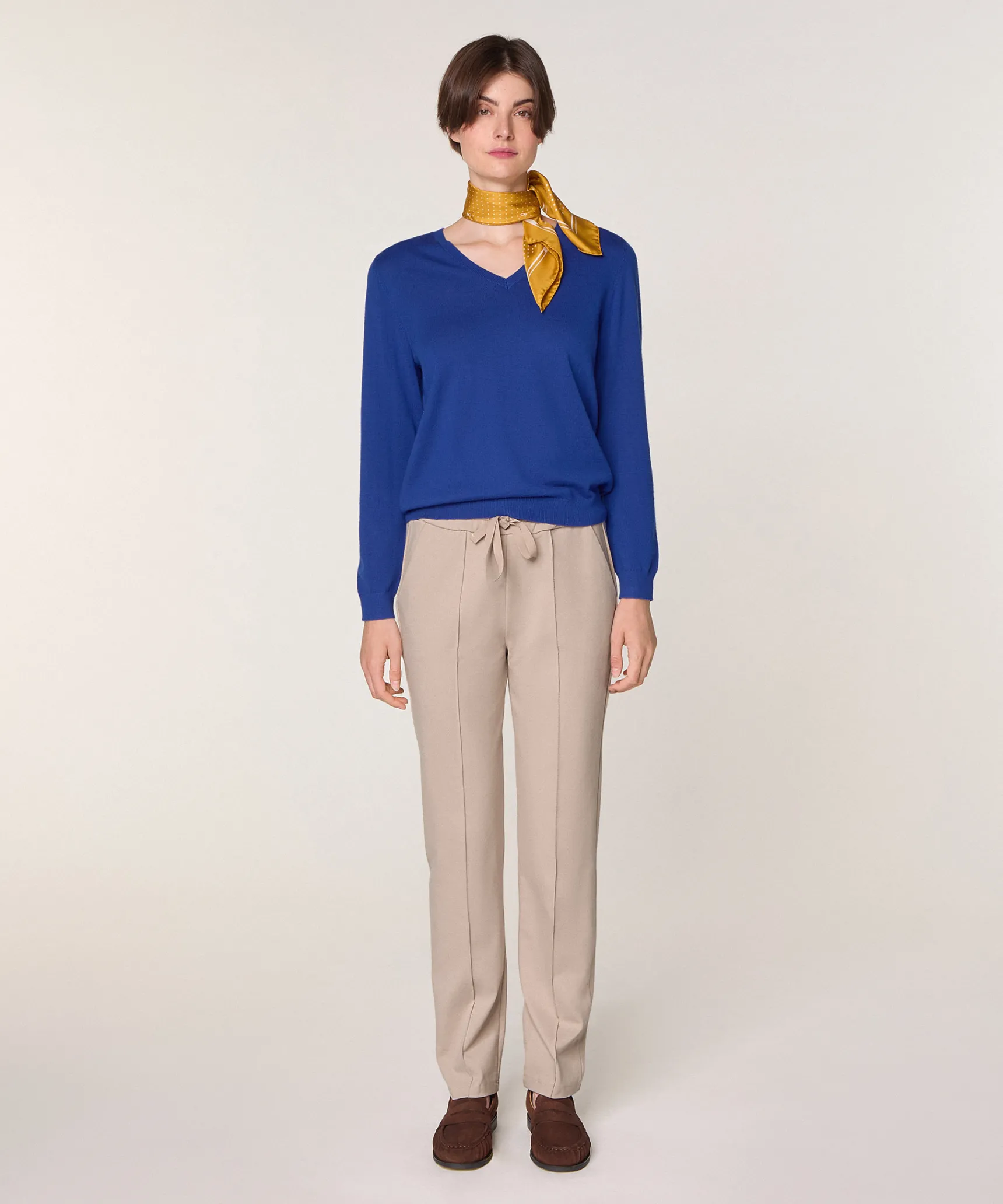 Discount Rodier Pull col V en laine mérinos bleu azur