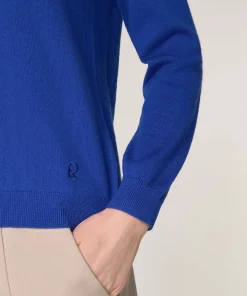 Discount Rodier Pull col V en laine mérinos bleu azur