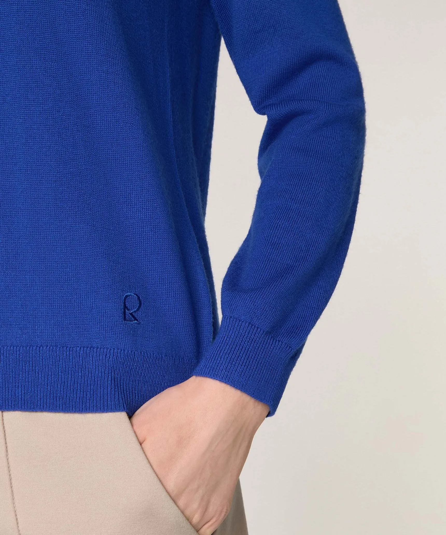 Discount Rodier Pull col V en laine mérinos bleu azur