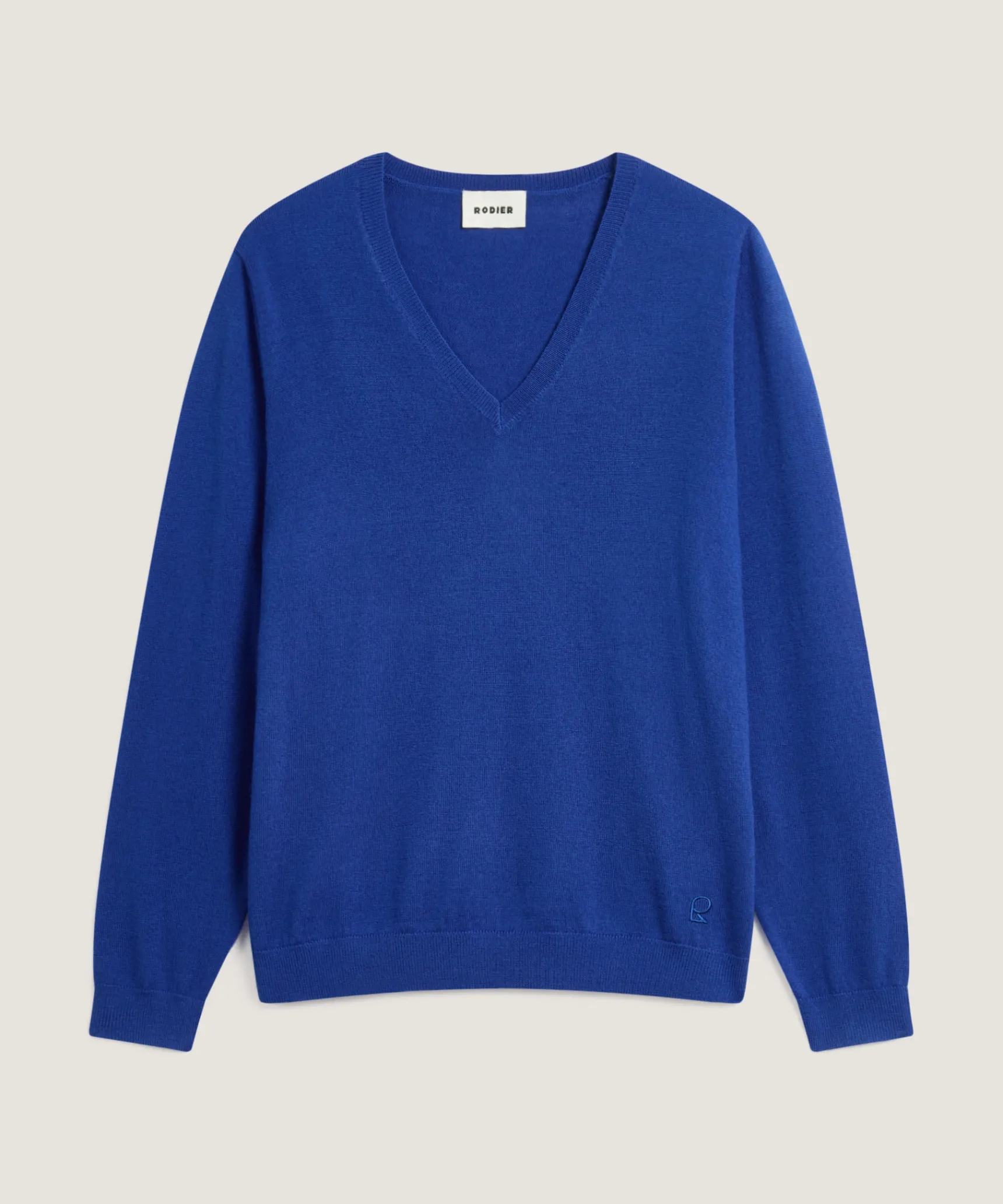 Discount Rodier Pull col V en laine mérinos bleu azur