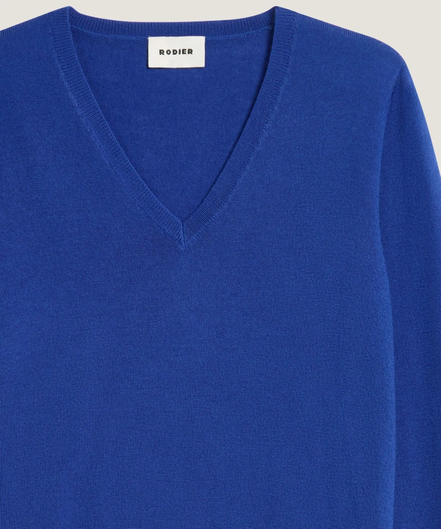 Discount Rodier Pull col V en laine mérinos bleu azur
