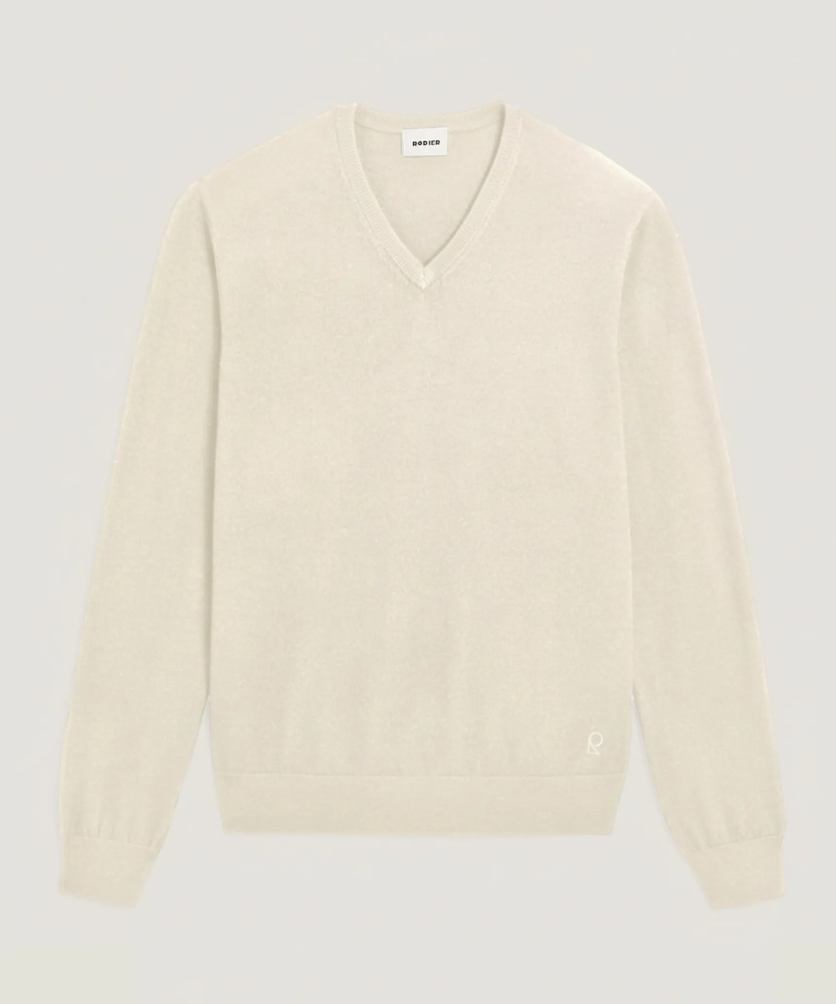 Rodier Pull col V en laine mérinos blanc écru