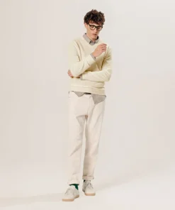 Rodier Pull col V en laine mérinos blanc écru