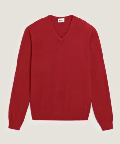 Rodier Pull col V en laine mérinos rouge