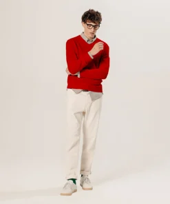Rodier Pull col V en laine mérinos rouge