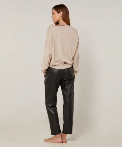 Online Rodier Pull col V en maille fine beige