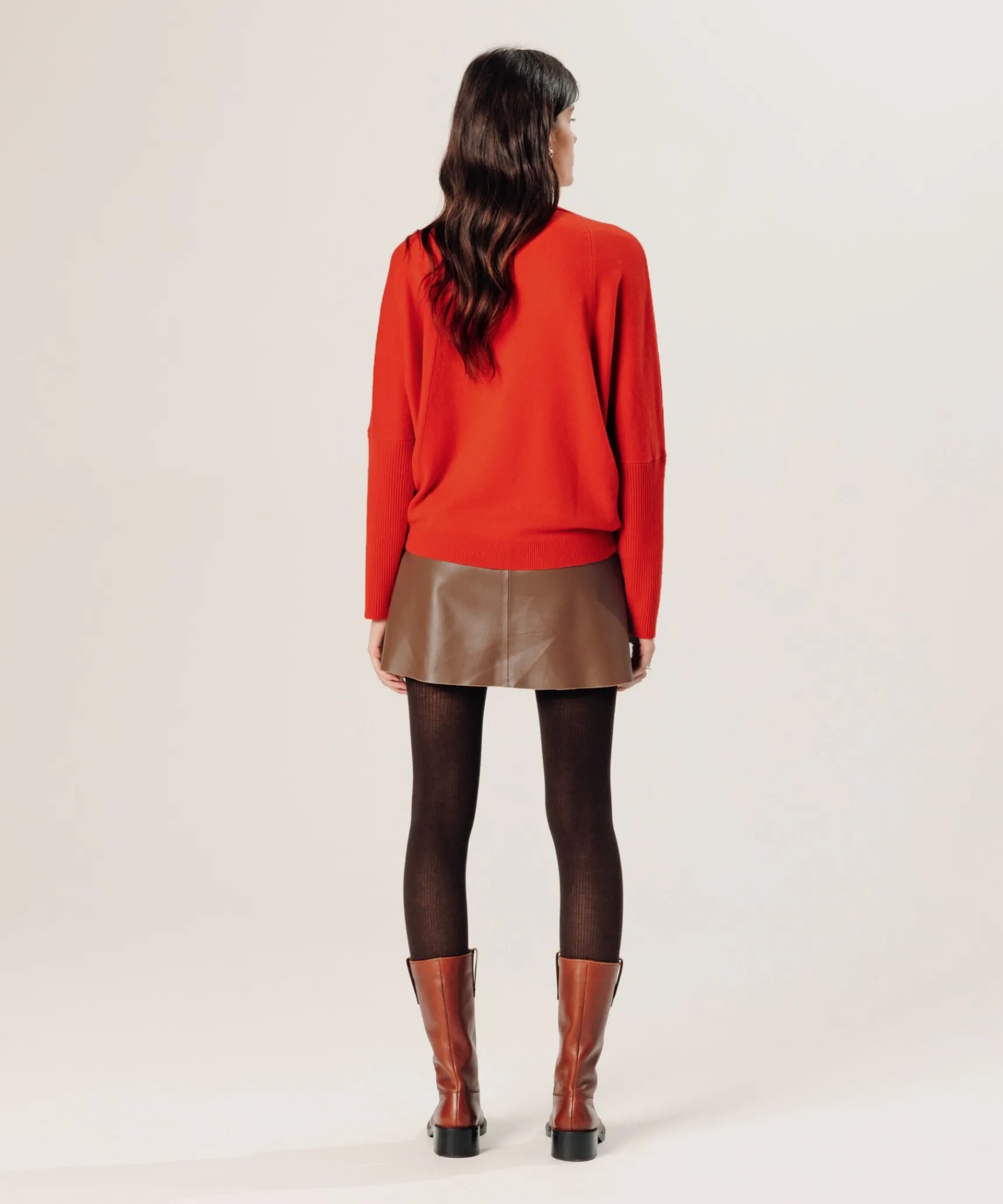 Hot Rodier Pull col V oversize en cachemire orange