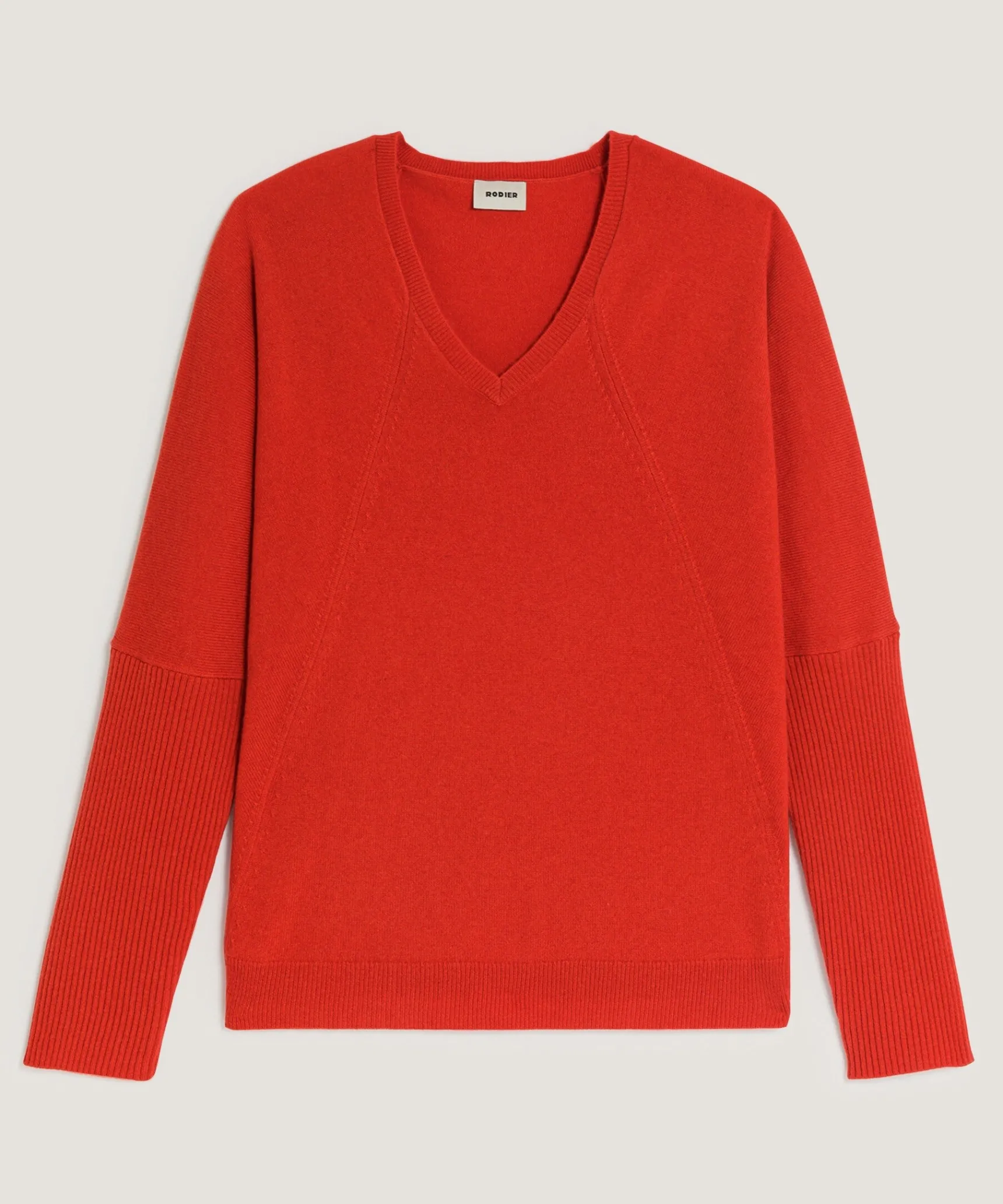 Hot Rodier Pull col V oversize en cachemire orange