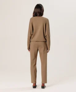 Hot Rodier Pull col V oversize en cachemire marron camel