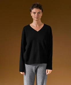 Clearance Rodier Pull col V oversize en cachemire noir