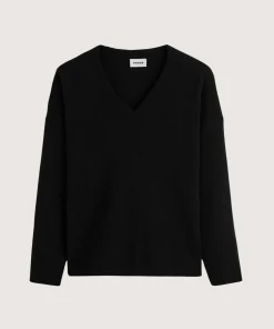 Clearance Rodier Pull col V oversize en cachemire noir