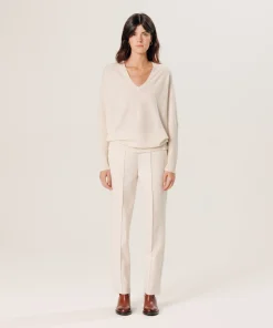 Online Rodier Pull col V oversize en cachemire blanc écru