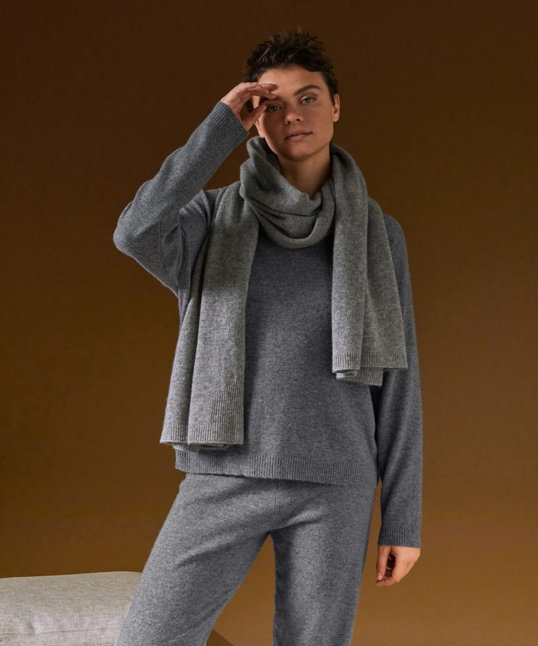 Sale Rodier Pull col V oversize en cachemire gris moyen