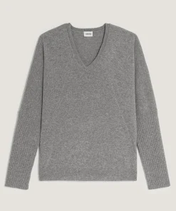 Sale Rodier Pull col V oversize en cachemire gris perle