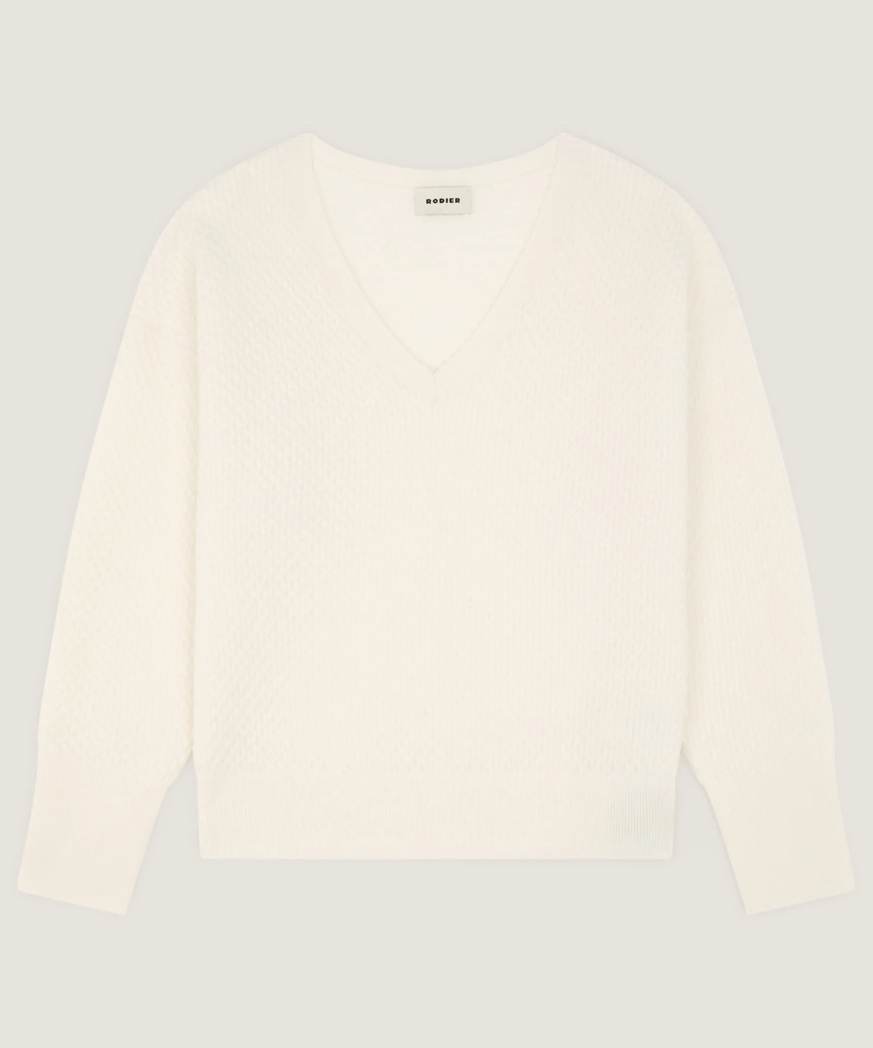 New Rodier Pull col V point fantaisie blanc écru