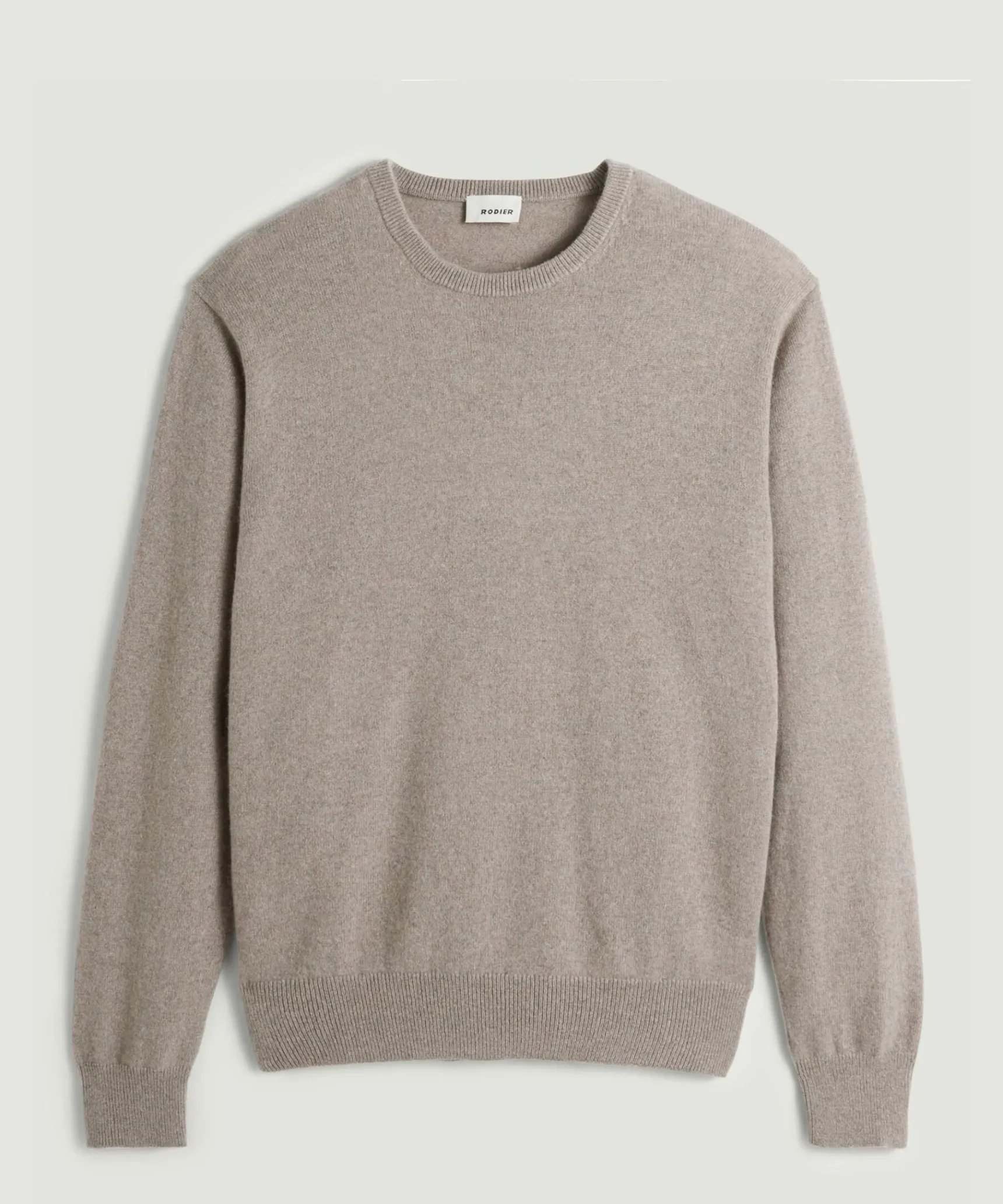 Outlet Rodier Pull homme col rond cachemire beige foncé
