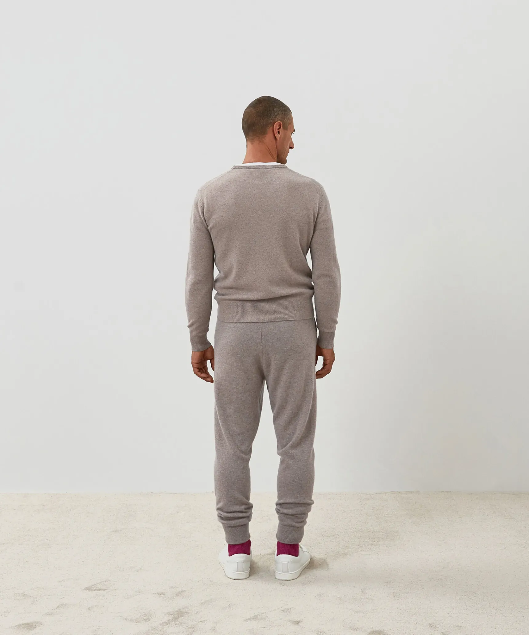 Outlet Rodier Pull homme col rond cachemire beige foncé