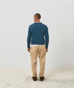 New Rodier Pull homme col rond cachemire bleu azur