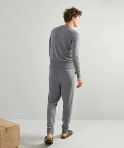 Clearance Rodier Pull homme col rond en cachemire 2 fils gris moyen