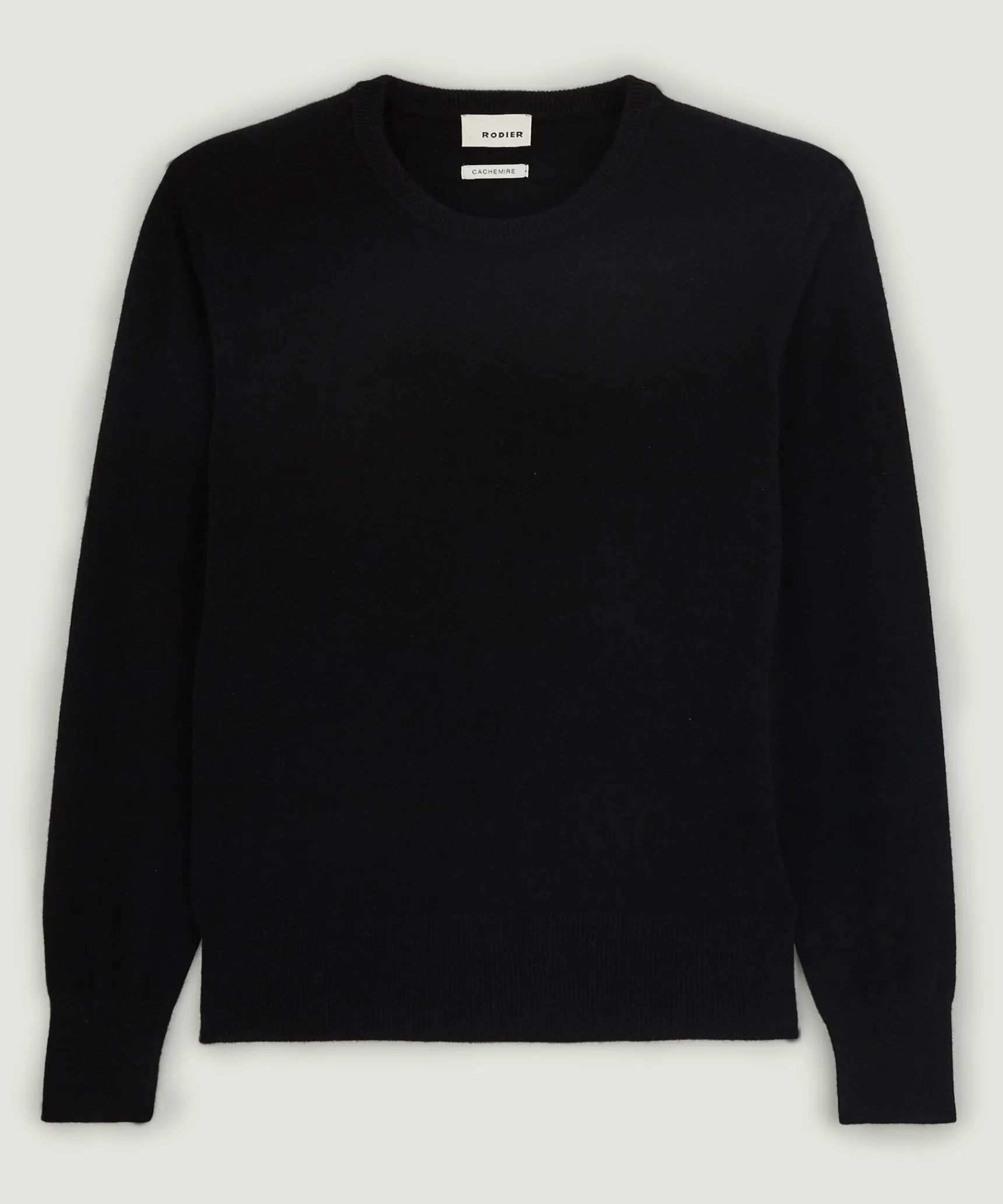 Rodier Pull homme col rond en cachemire 2 fils noir