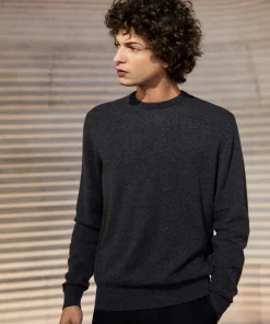 Outlet Rodier Pull homme col rond en cachemire 2 fils anthracite