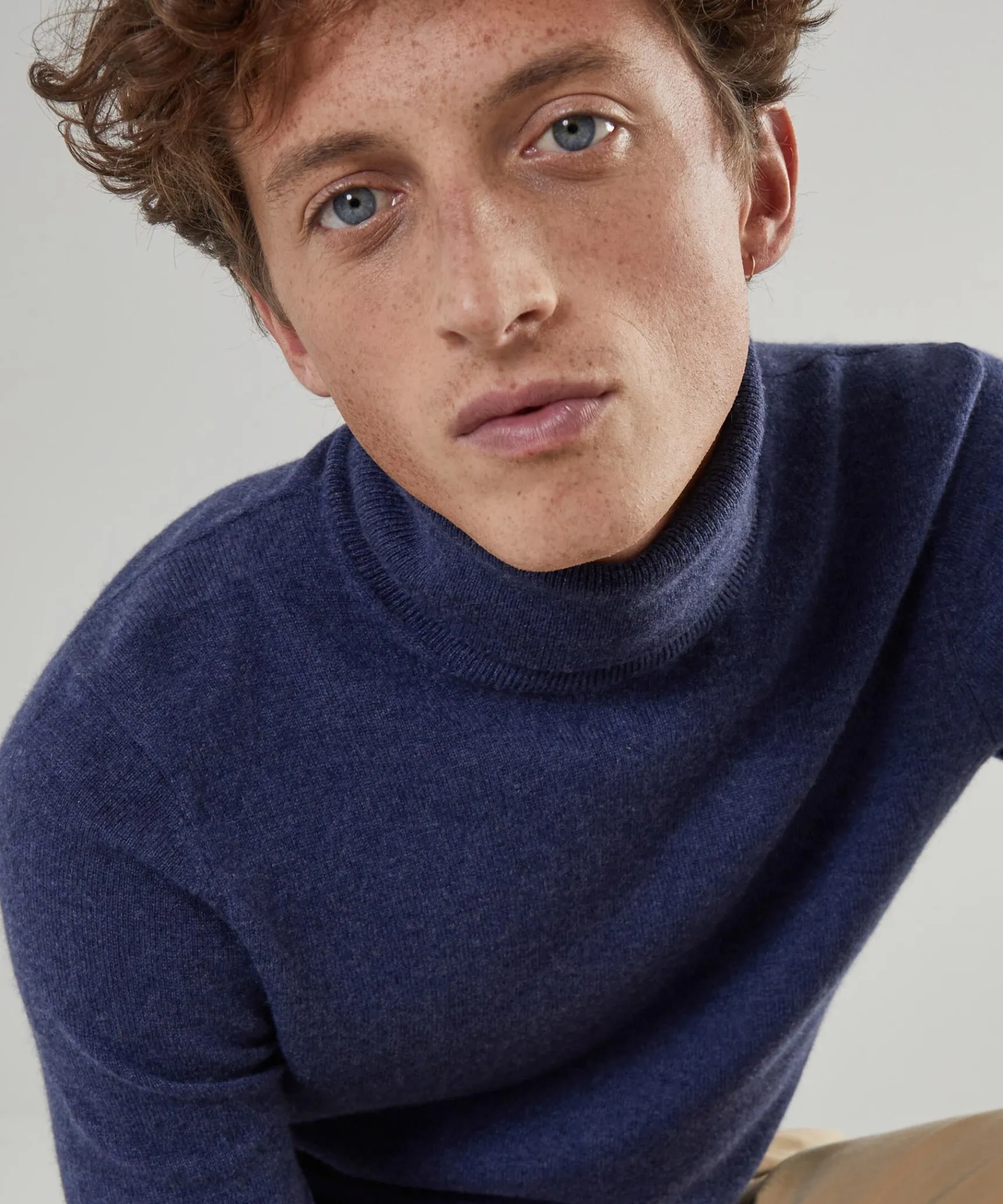 Online Rodier Pull homme col roulé en cachemire 2 fils denim