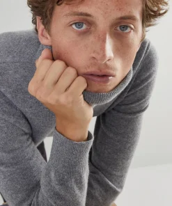 Best Rodier Pull homme col roulé en cachemire 2 fils gris moyen