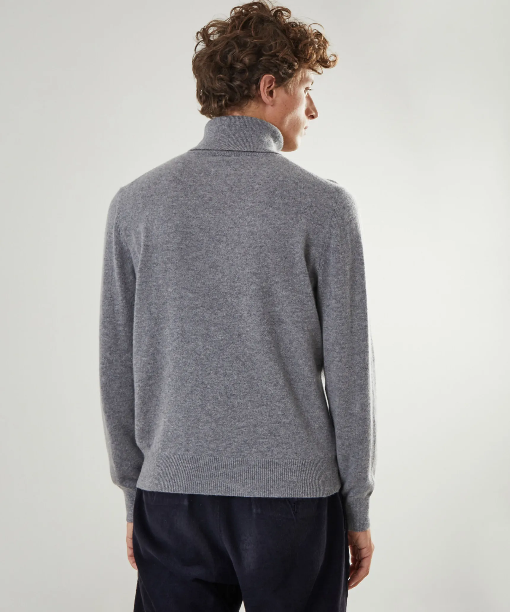 Best Rodier Pull homme col roulé en cachemire 2 fils gris moyen
