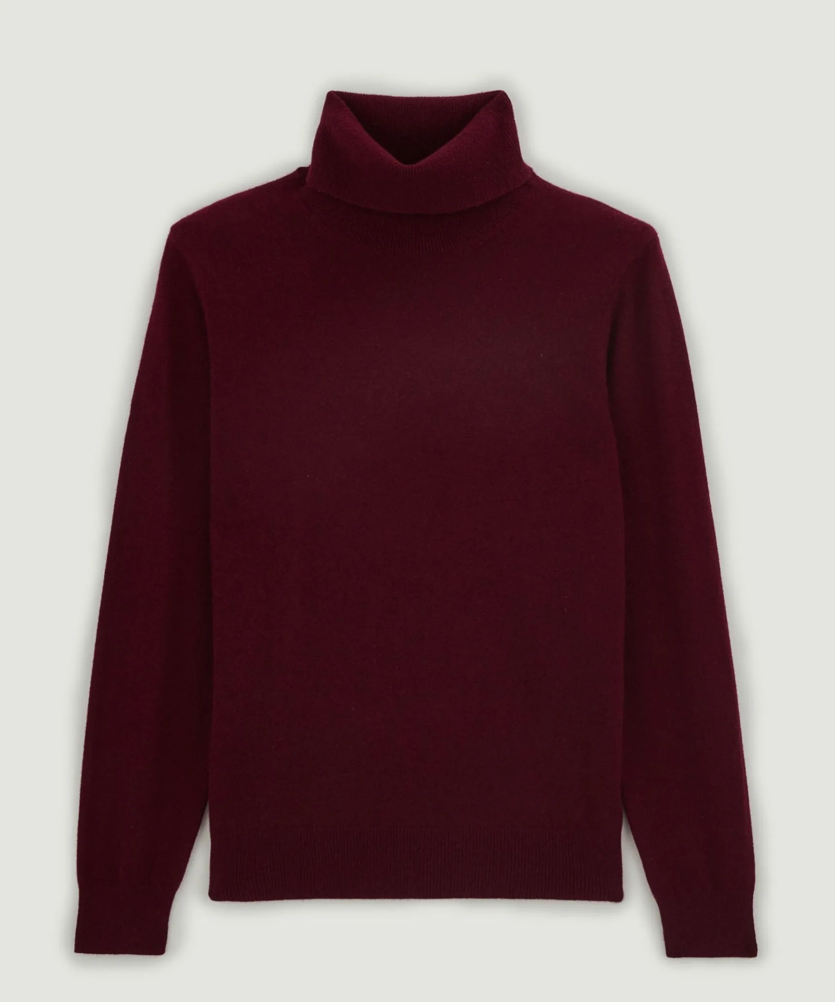 Hot Rodier Pull homme col roulé en cachemire 2 fils bordeaux