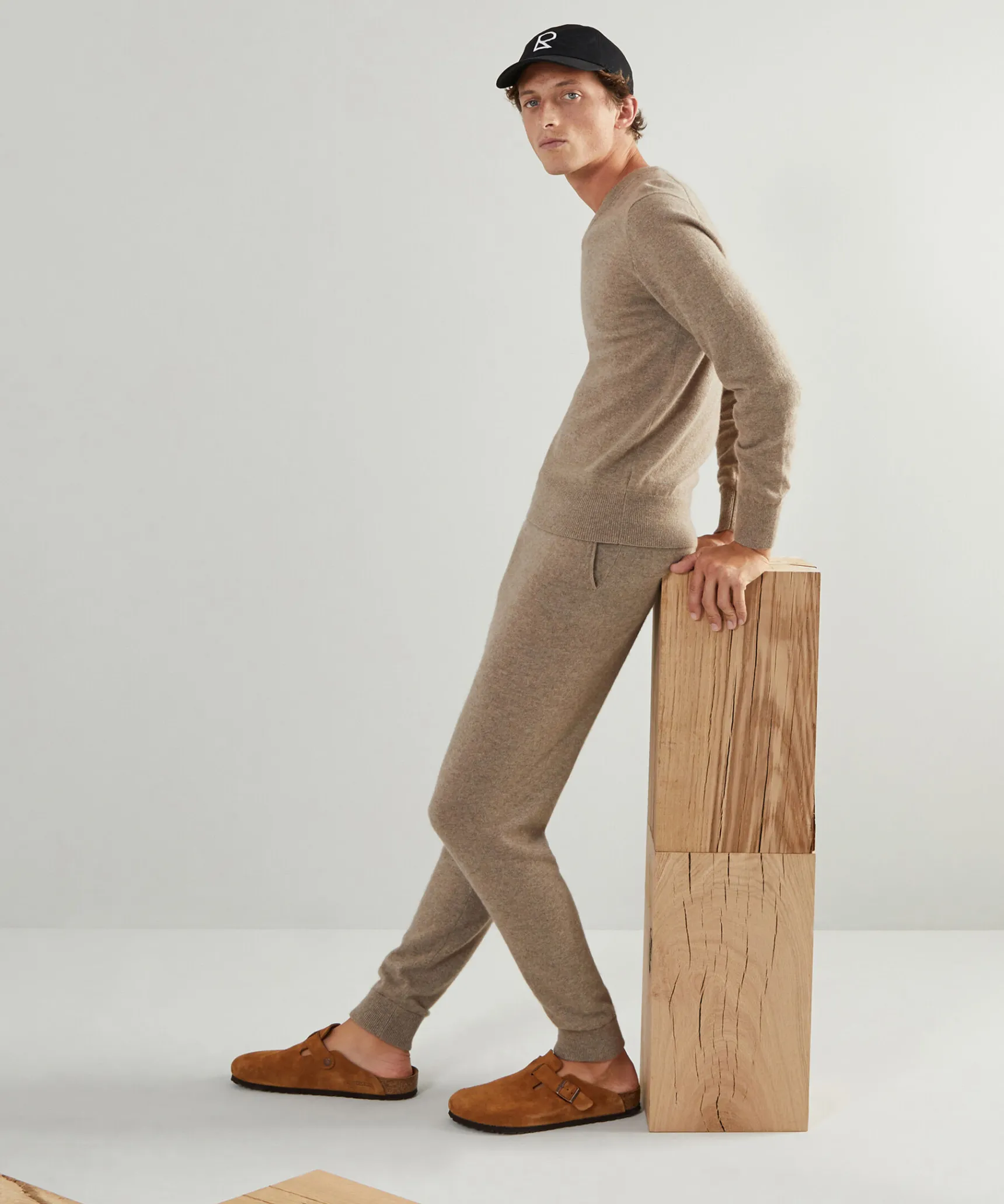 Best Rodier Pull homme col V à en cachemire 2 fils taupe
