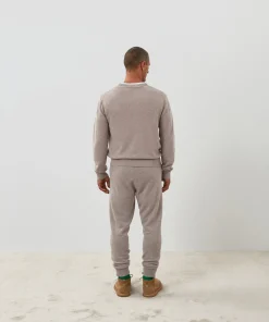 Hot Rodier Pull homme col V cachemire beige foncé