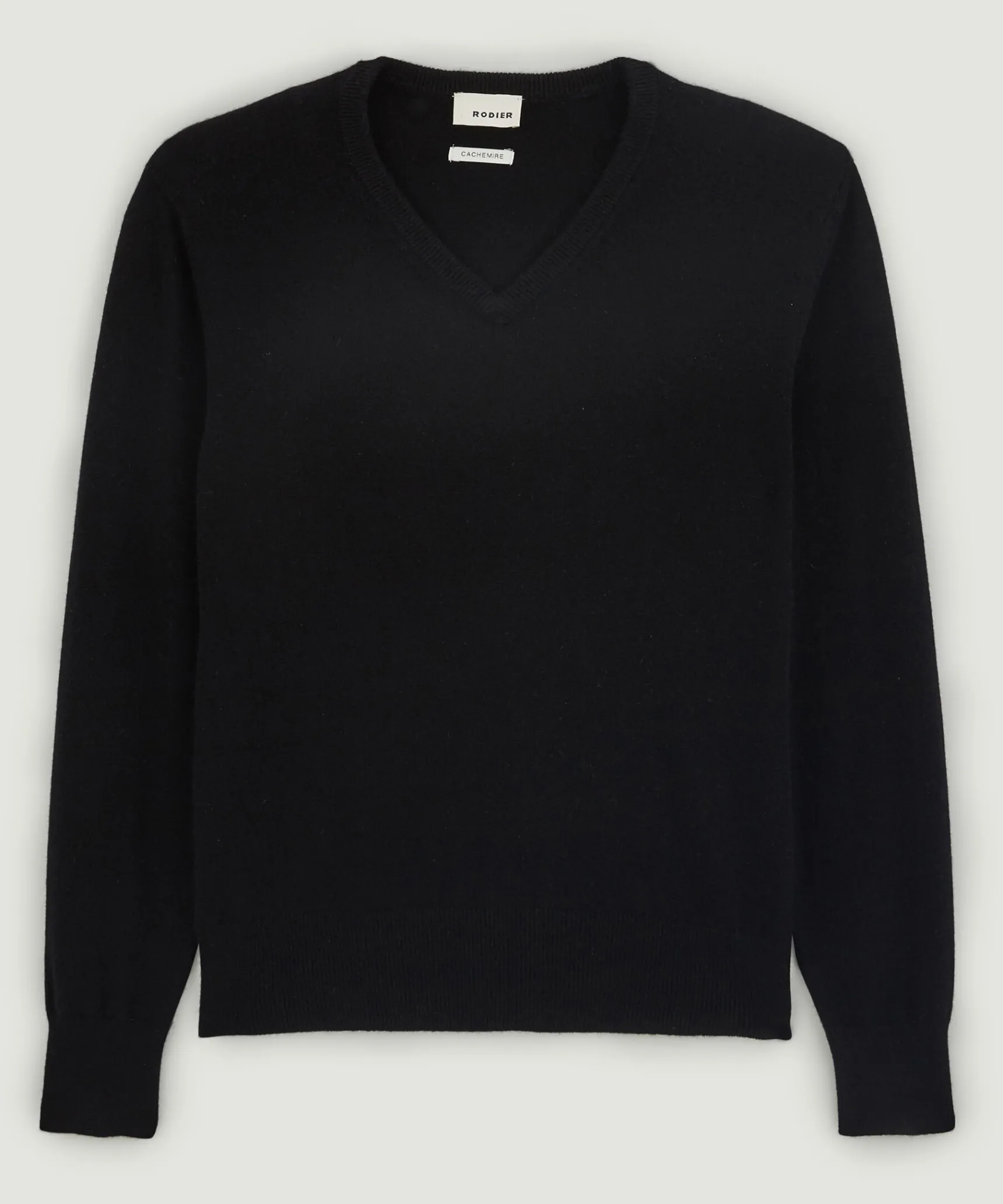 Best Rodier Pull homme col V en cachemire 2 fils noir intense