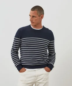 Online Rodier Pull homme marinière cachemire bleu marine