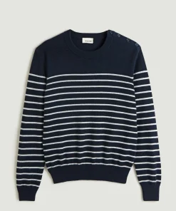 Online Rodier Pull homme marinière cachemire bleu marine