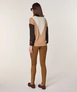 Hot Rodier Pull intarsia en laine mérinos marron café